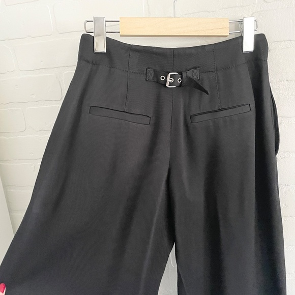 Club Monaco Dress Culotte Trouser pants Crop Bermuda Wide leg Darted Black 00 - Picture 8 of 15